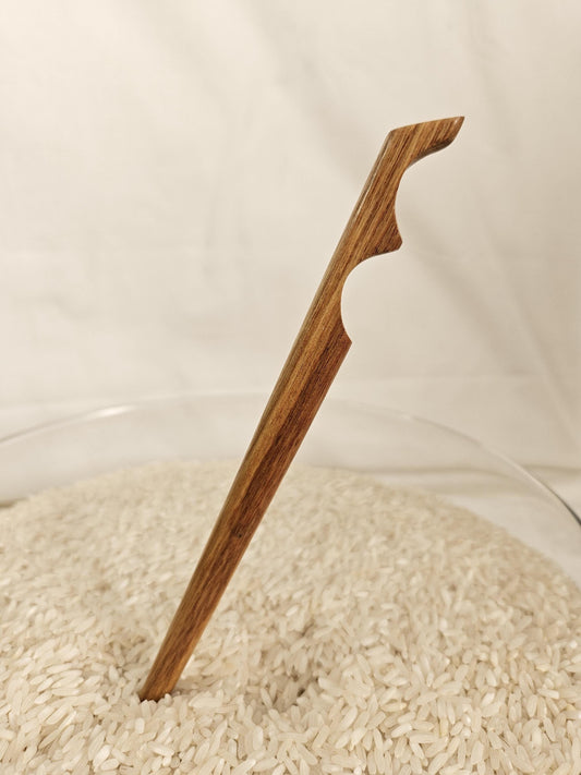 Handmade Canarywood Hair Stick – Slanted Top Wood Hair Fork for Buns & Updos