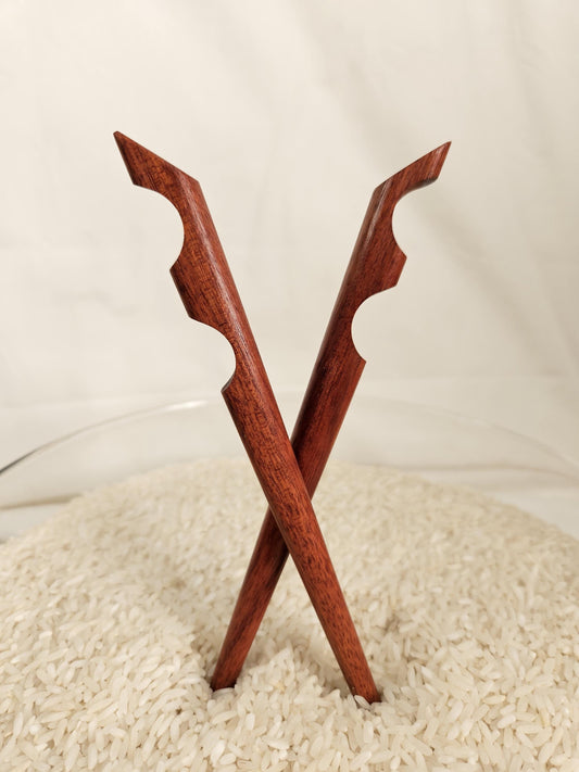 Bloodwood Hair Stick – Sculpted Geometric Design for Hair – Wooden Hair Fork – Handmade Exotic Wood Hair Accessory – Elegant Natural Gift