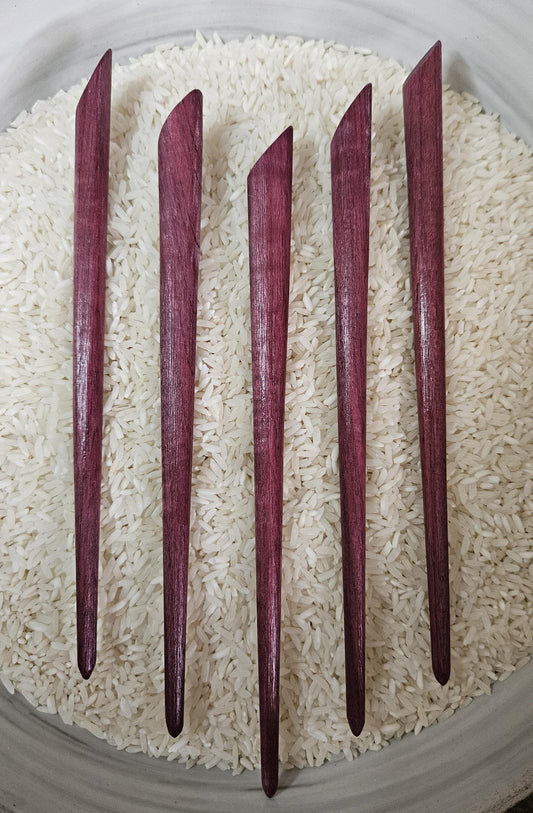 Purpleheart Wood Hair Stick – Handmade Angled Top Hair Pin for Buns & Updos | Natural Purple Wooden Hairstick for Long Hair