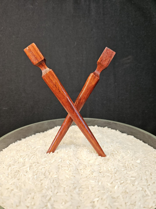 African Padauk Hair Stick 8" Geo-Top Updo Pin, Handmade Natural Finish, Geometric Cube Cap for All Hair Types